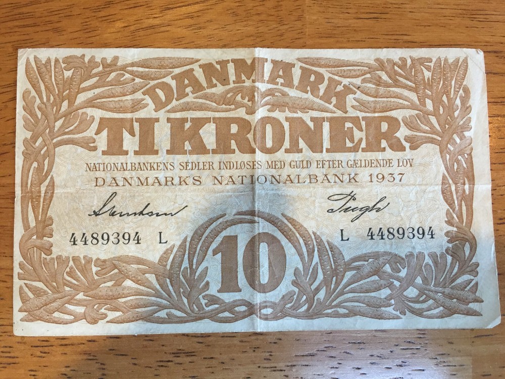 DENMARK DANMARK 1937 TIKRONER 10