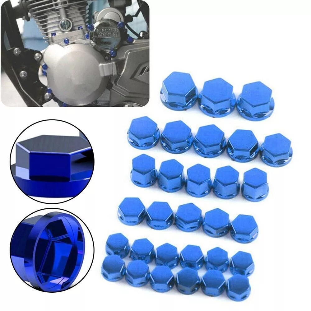 30-Piece Plastic Plating Screw Cap Set in Blue, 4 Sizes for Hardware Projects