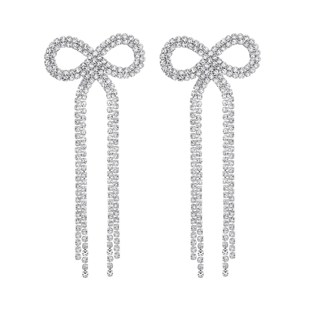 Bow Earrings Rhinestone Bow Earrings Bow Stud Earring Bow Dangle Drop Stateme...