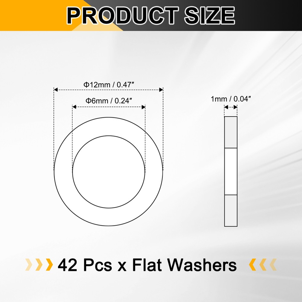 42pcs Copper Flat Washers M6x12x1mm Sealing Ring Plug Gaskets