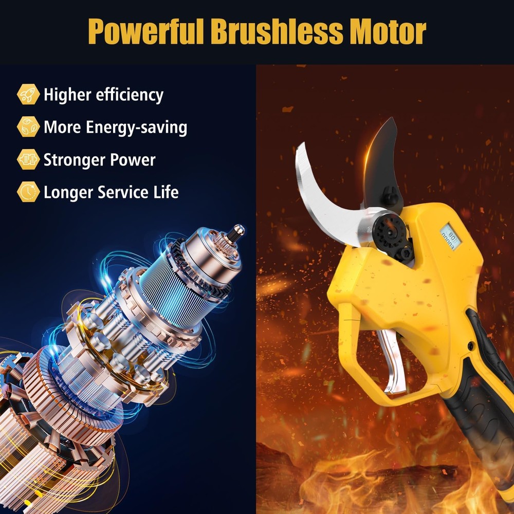 Electric Pruning Shears Cordless with 8FT Pole, Max Cutting Diameter 2 inch(5...
