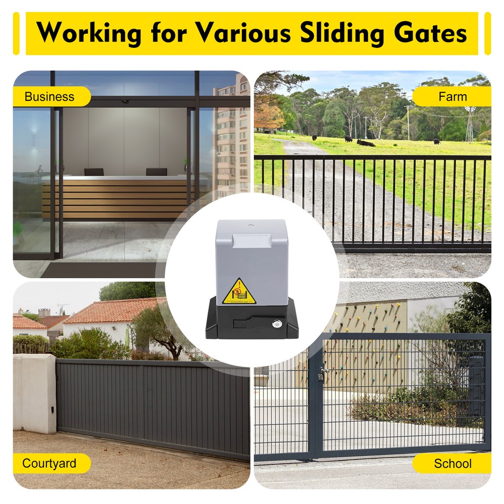3968LBS Automatic Electric Sliding Gate Opener Operator Rack Driven+Remotes&Rack