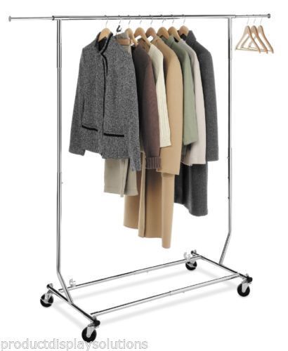 Clothing Rack Rolling Folding Single Bar Rail Salesman Sample Garment Display