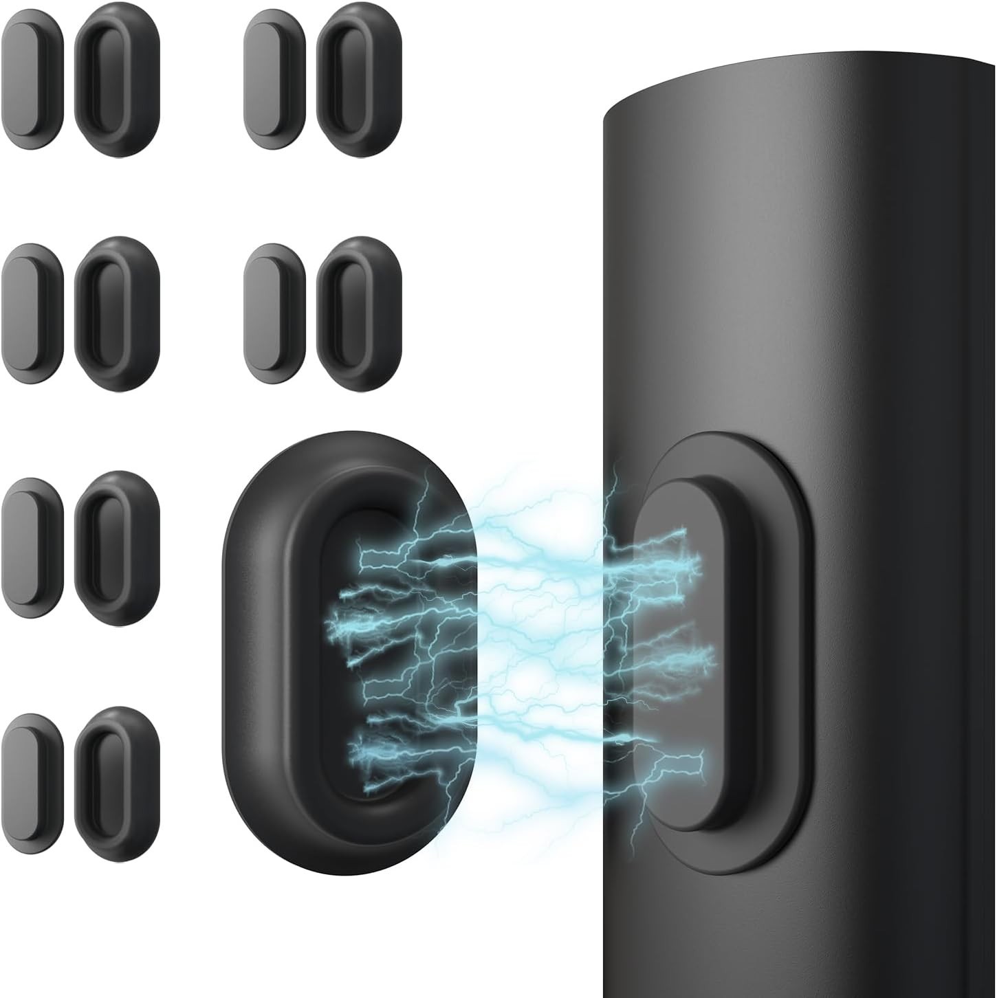 Magnetic Remote Control Holder Self-Adhesive Wall Mount, 6 Pack 6 Black