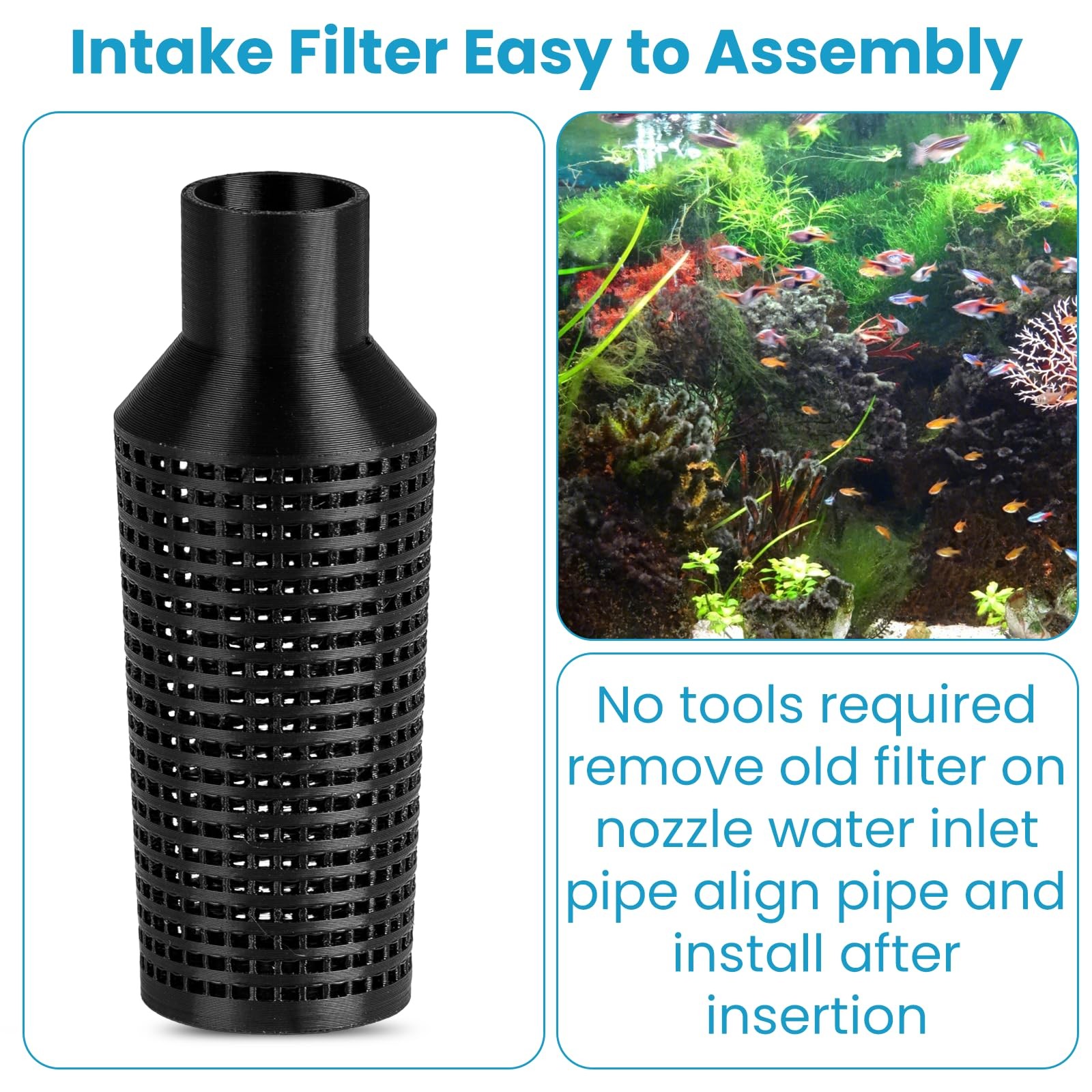 ETZ Aquarium Intake Guard, Guard Fits for Shrimp Fry Black