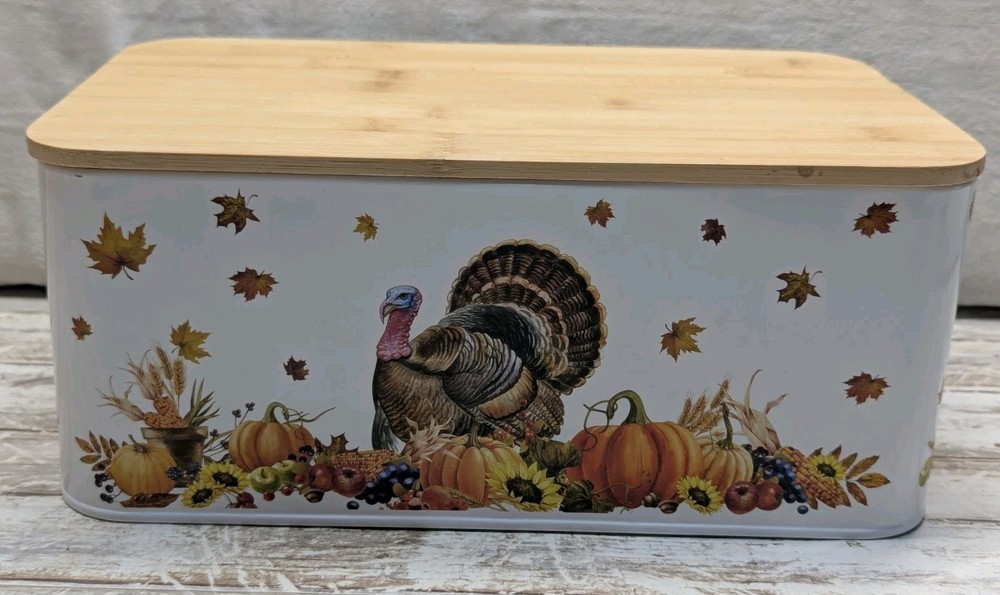 Thanksgiving Decor Tin Box Festive Container
