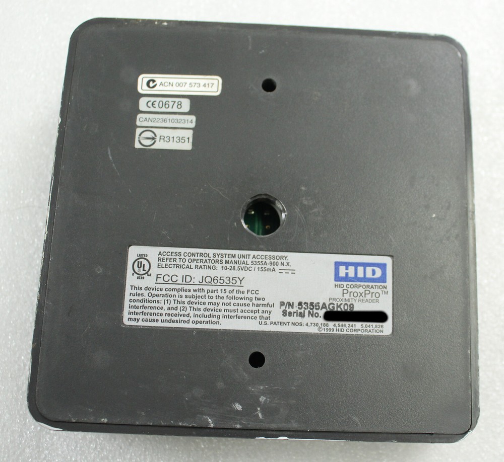 Hid 5355 Proximity Access Reader W/ Keypad Proxpro 5355AGK09 - No Front Plate