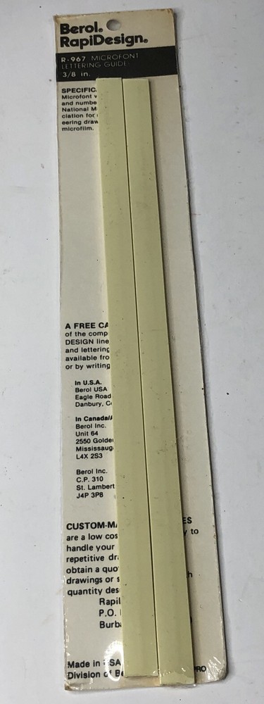 Berol RapiDesign R-967 Microfont Lettering Guide 3/8 in