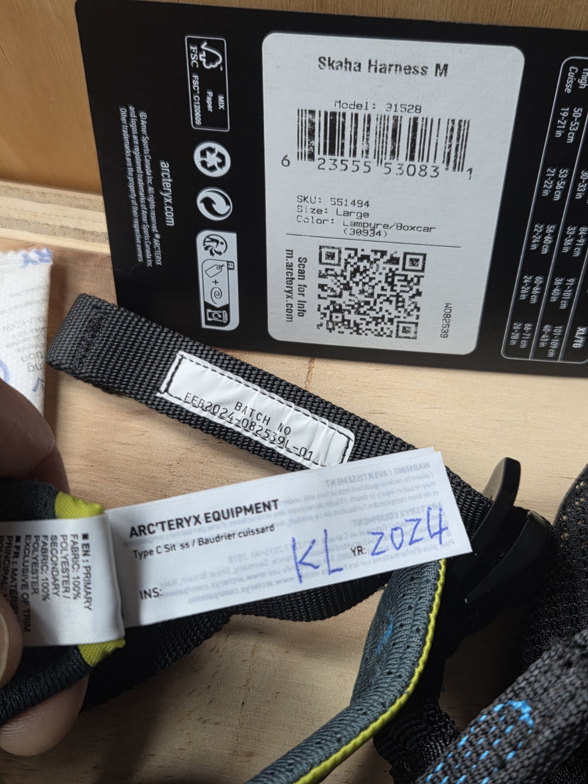 NWT Arc'Teryx Skaha Men's Large Harness Rock Gym Climbing