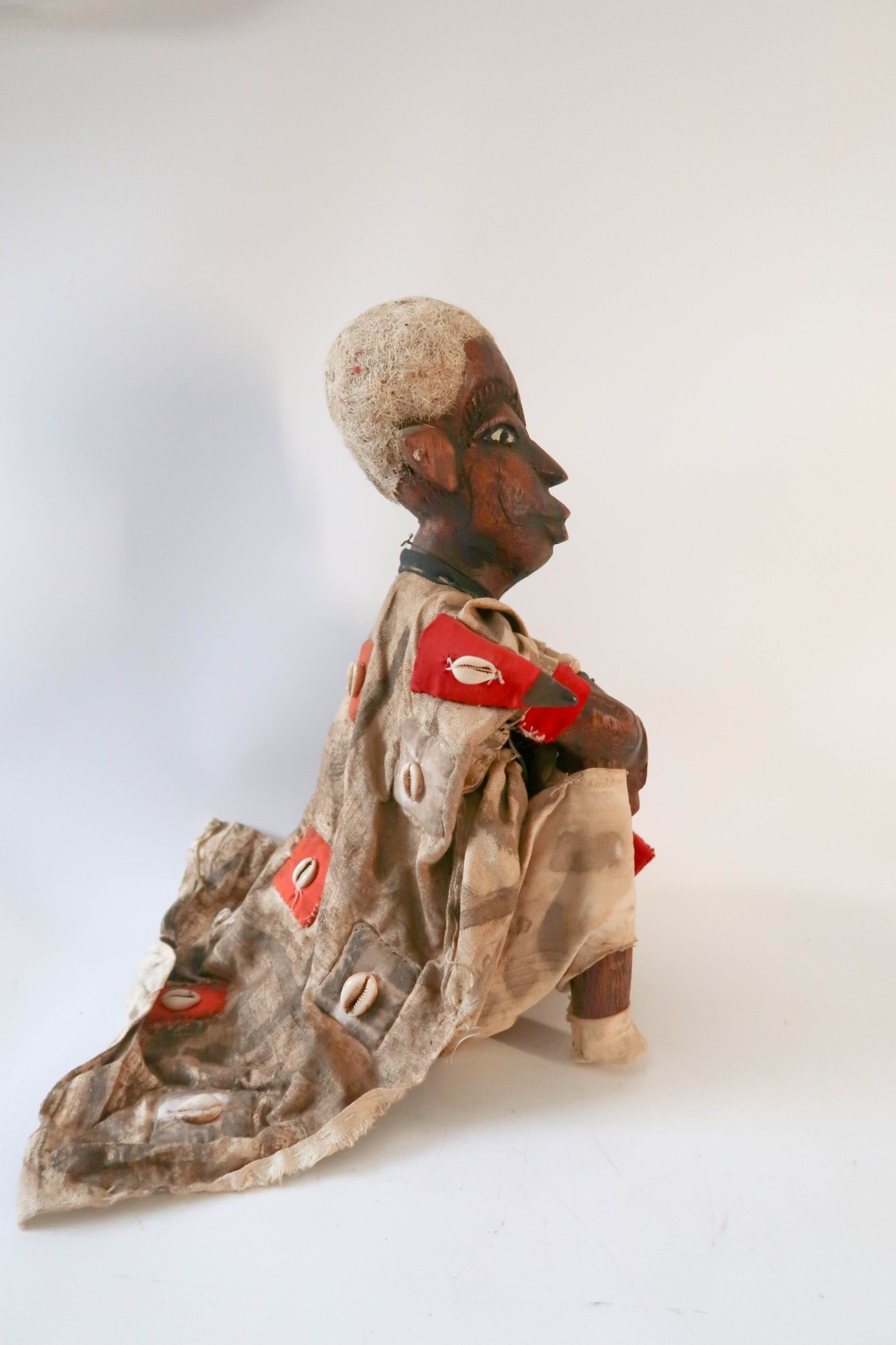 Large 15" Vintage Moroccan Folk Art Leather Doll Medicine Man Shaman Figurine