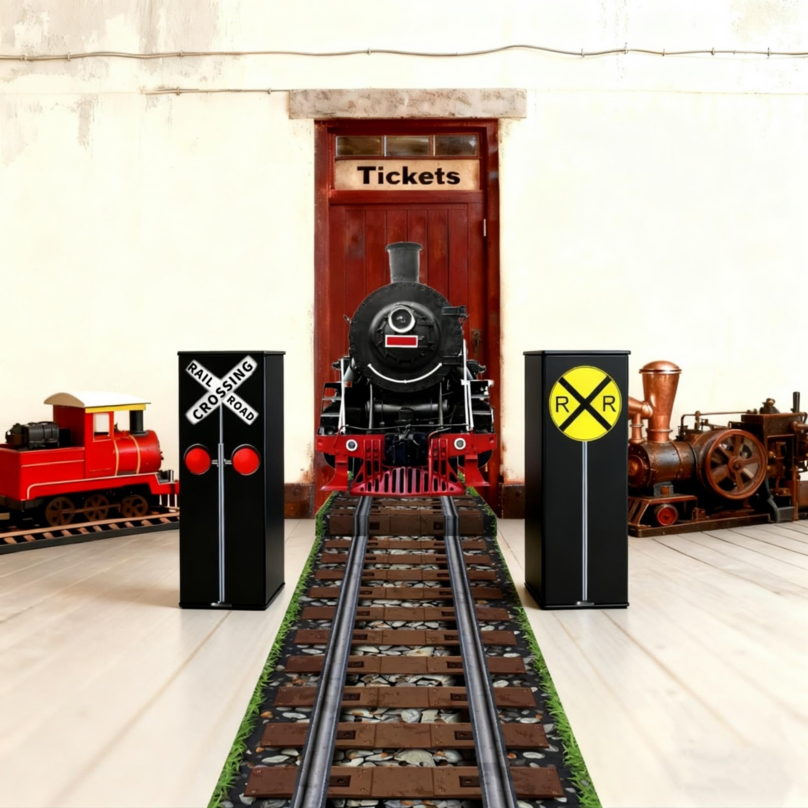 3 Pcs Train Birthday Party Decorations Express Train Backdrop Railroad Aisle ...