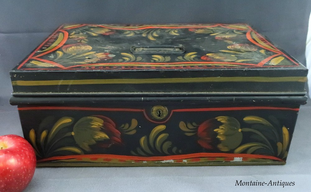 Paint Decorated Tin Box circa 19th cent