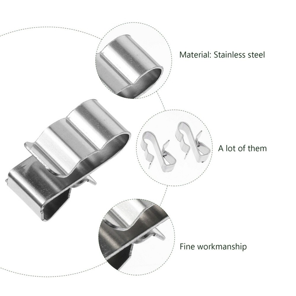 50PCS Stainless Trailer Frame Cable Clamp Clips Solar Panel Double-Wire Clips