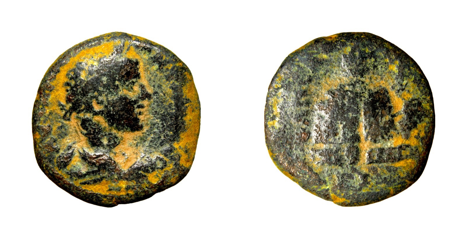 Certified Authentic Ancient JUDAEA, Neapolis. Elagabalus AD 218-222 Mount Temple