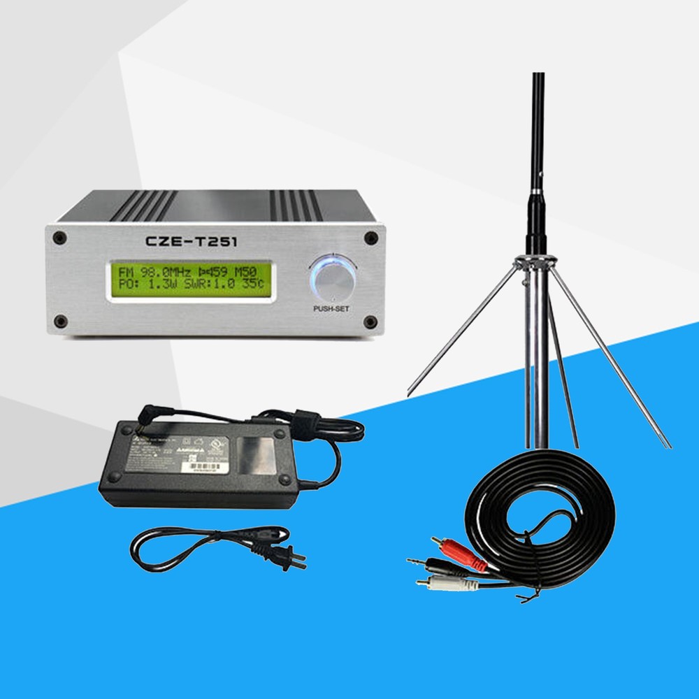 Professional CZE-T251 25W FM transmitter stereo broadcast adjustable &GP AntenKU