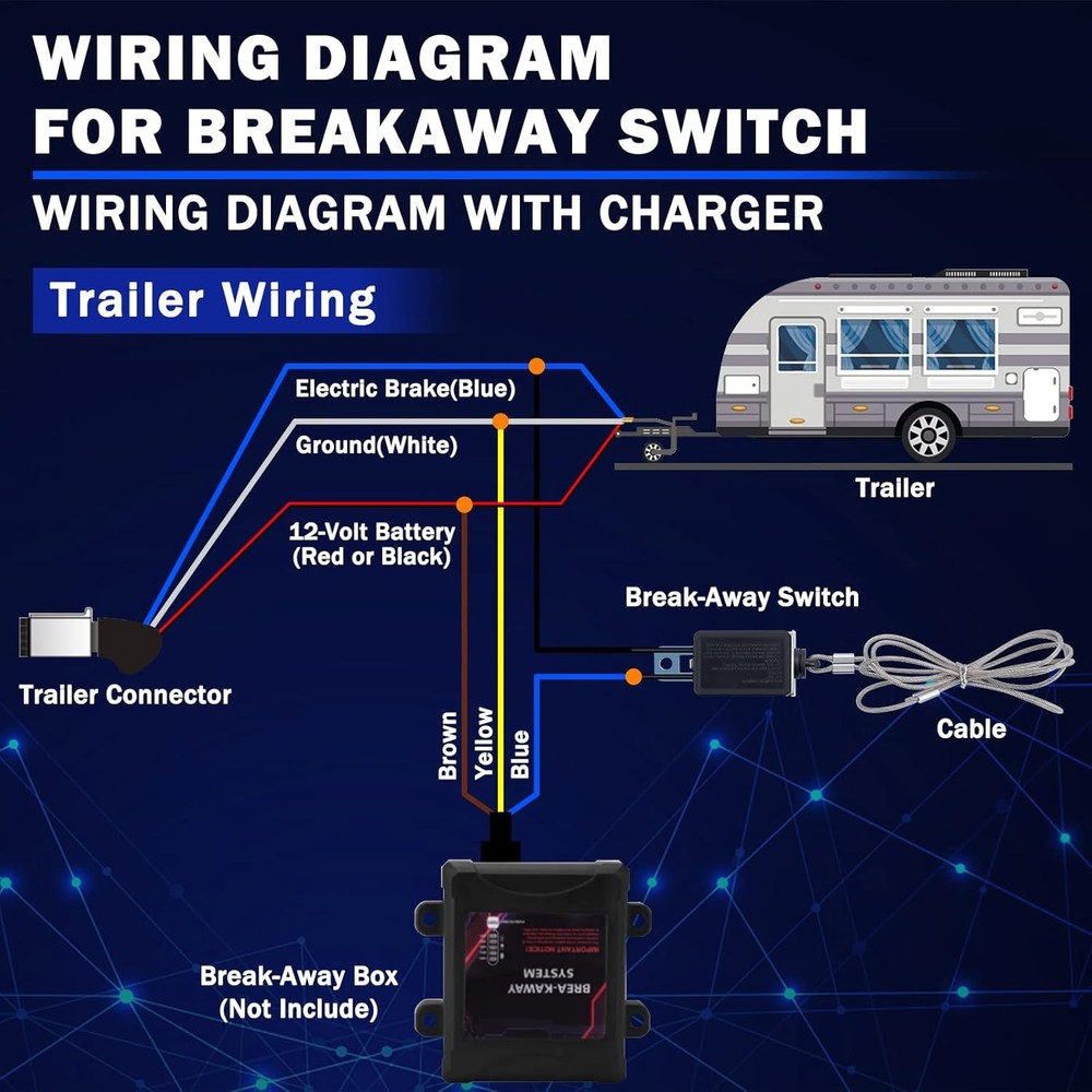 8FT 7 Way Trailer Wiring Cord with Junction Box Kit