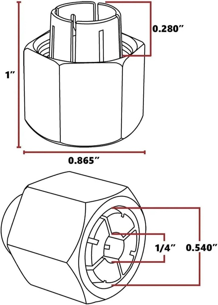 1/4 Inch Router Collet - Self-Locking Design for Precision & Compatibility