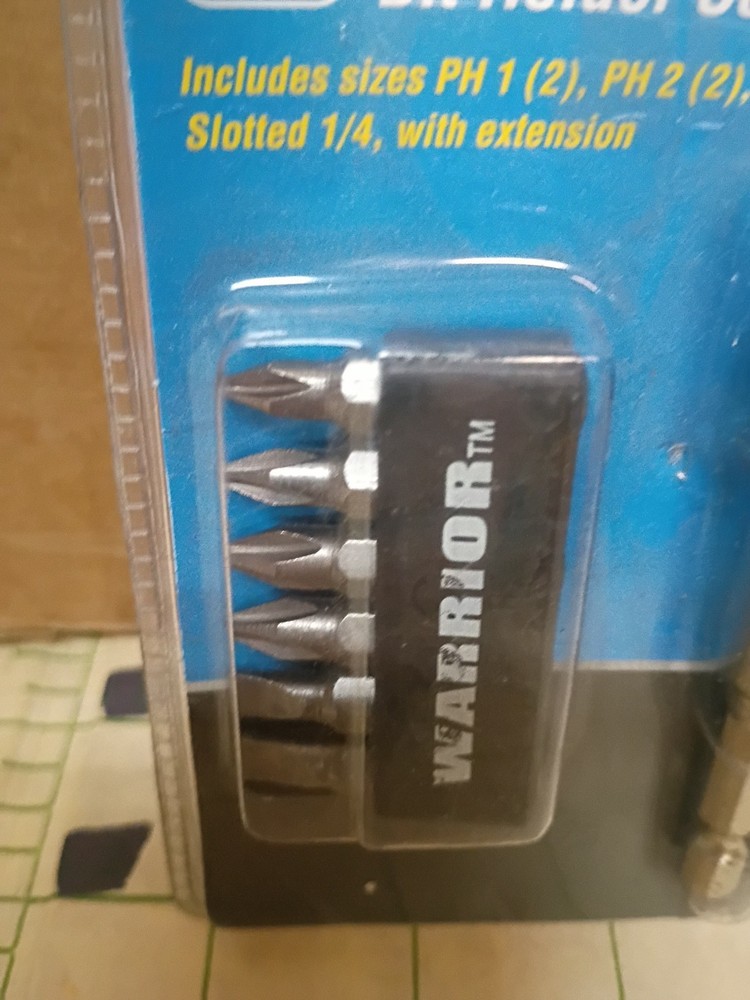 Warrior 7pc Quick Release Bit Holder Set (PH1, PH2, Slotted 3/16 & 1/4)