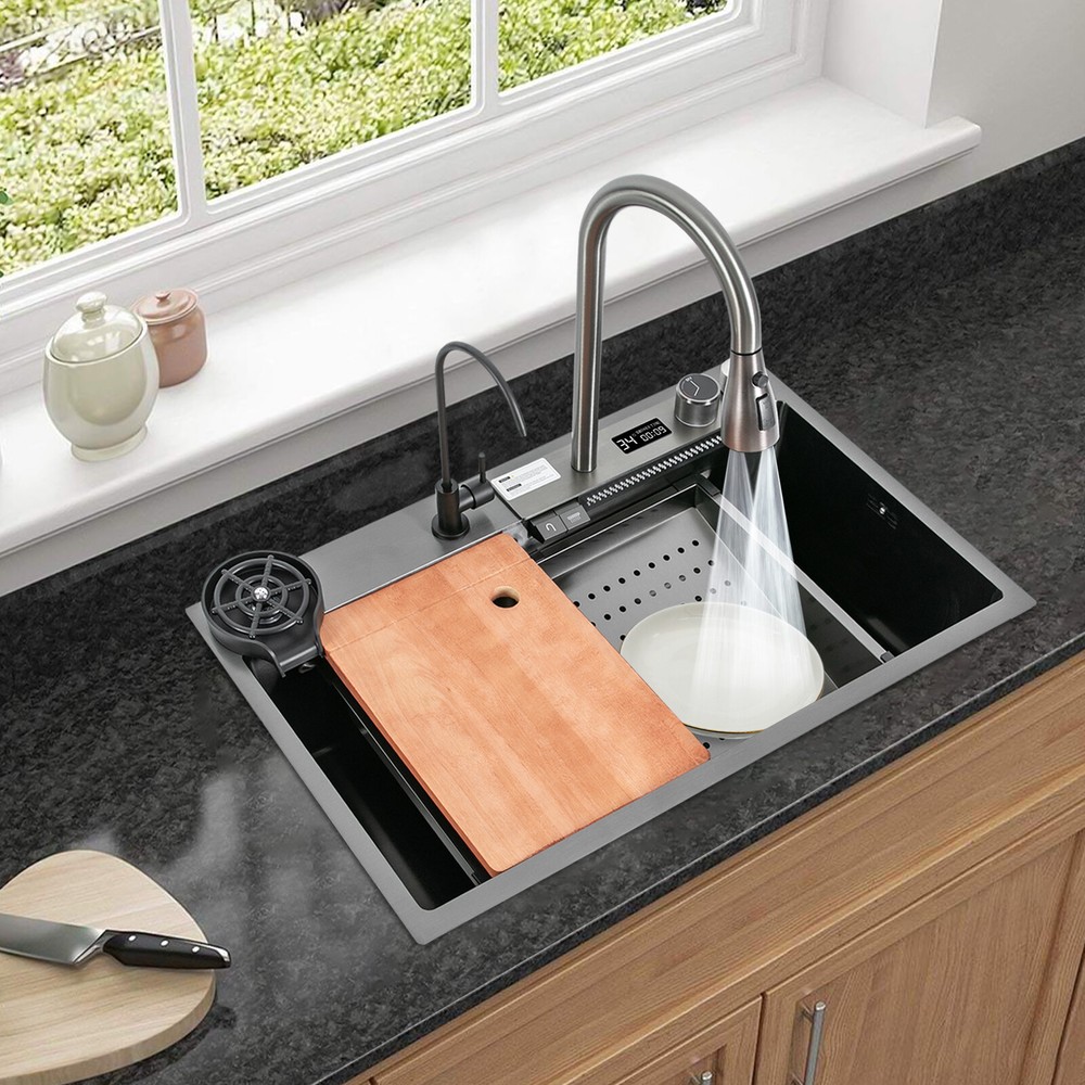 Multifunctional Digital Display Sink Workstation Kitchen Sink w/Pull-Out Faucet