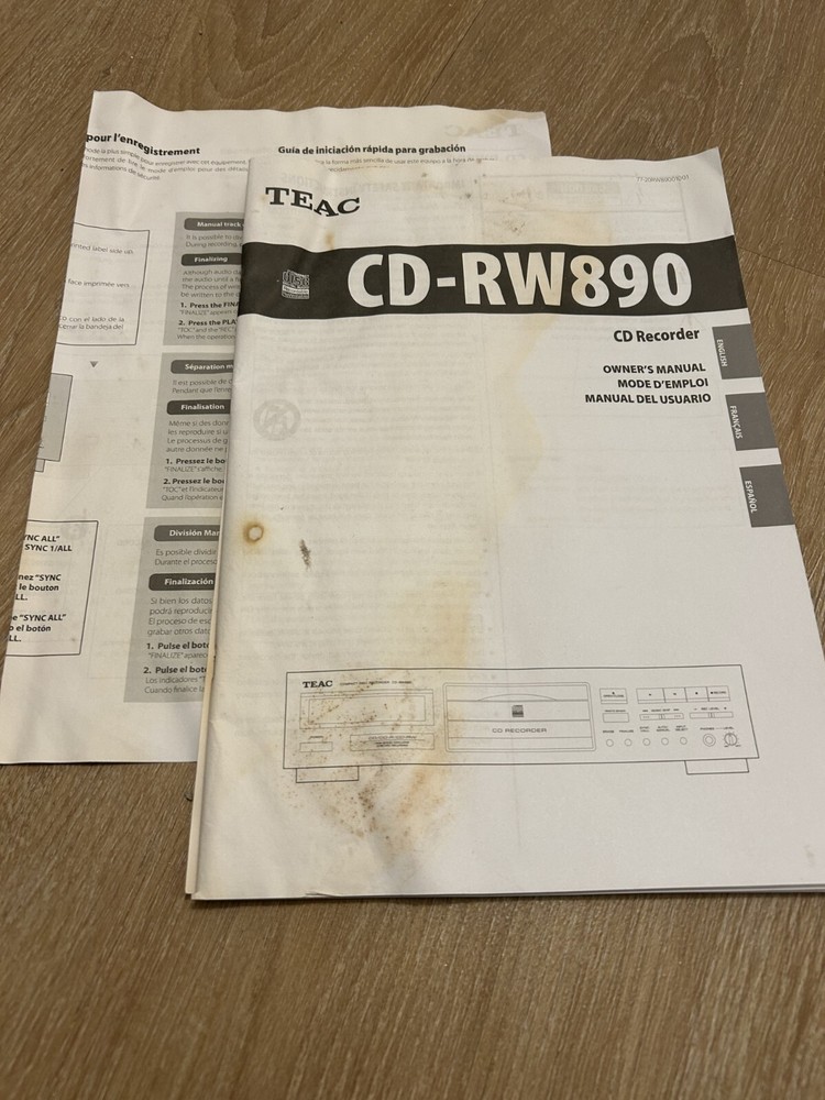 Teac CD-RW890 operating instructions user manual
