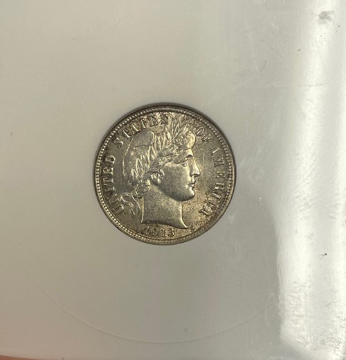 U.S. - 1913 Silver Barber Dime (ANACS AU 58)