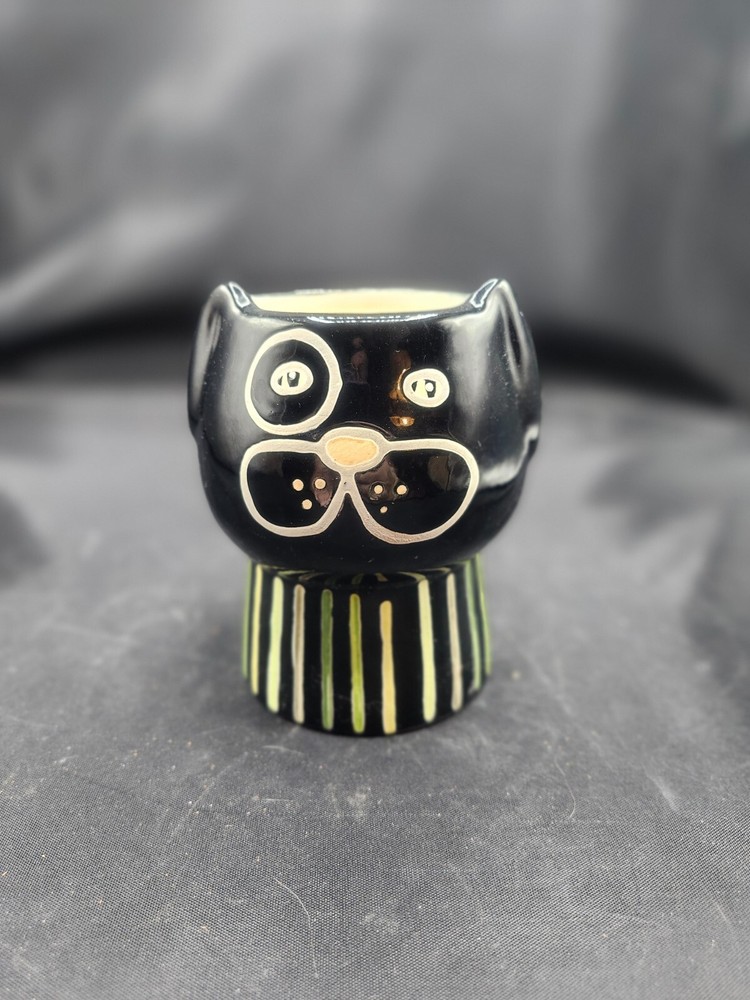 Ceramic Cartoon Painted Black Dog Planter Threshold for Target