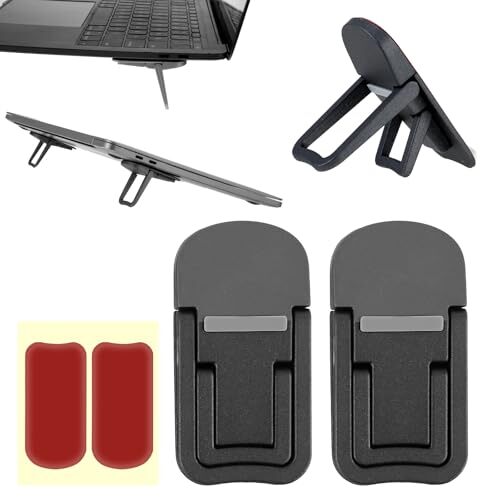 Bewudy 2 Pcs Portable Keyboard Riser, Dual Tilt Angle Adjustment Foldable Black
