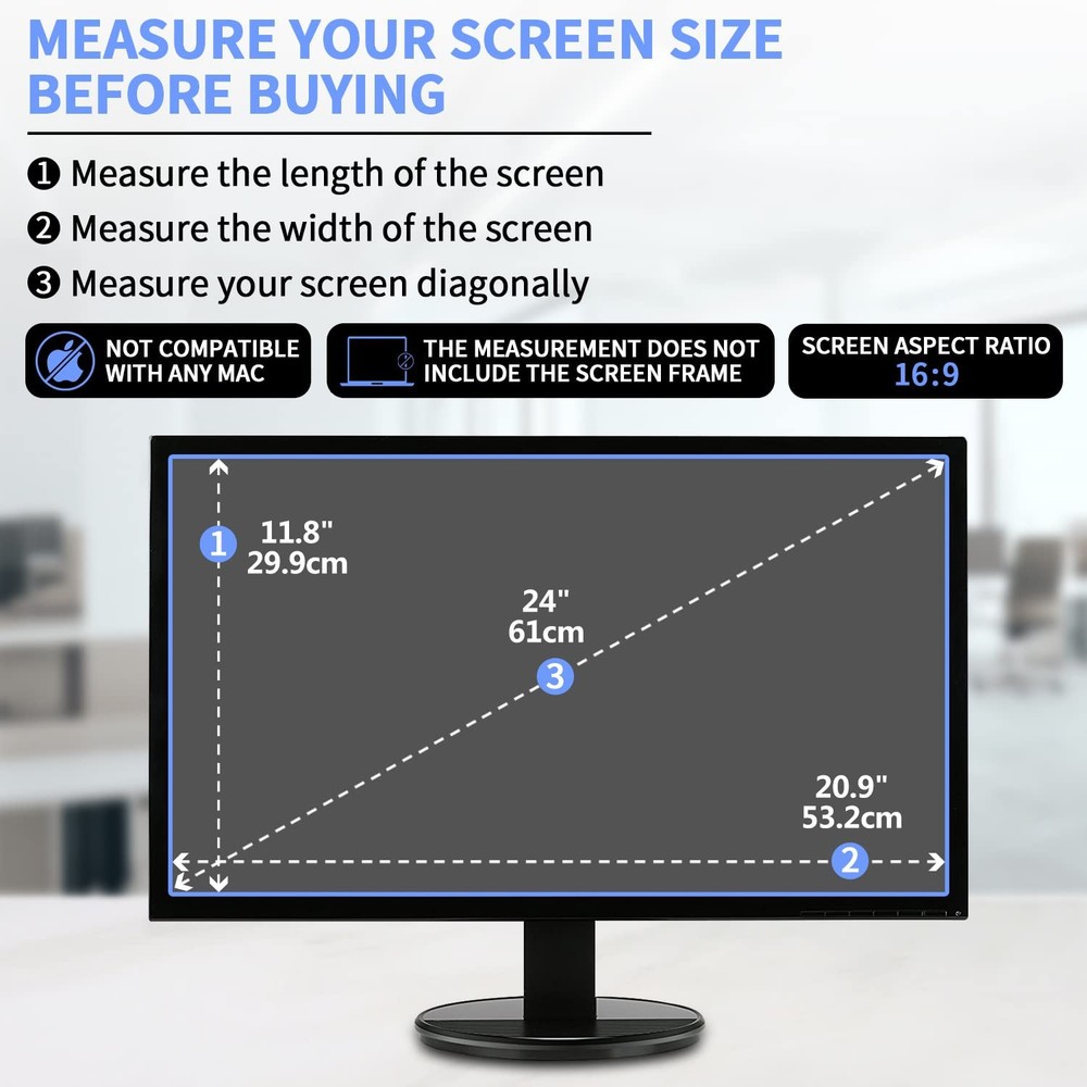 2-Pack 24 inch Anti Glare Computer Screen Protector, Matte Computer Screen Co...