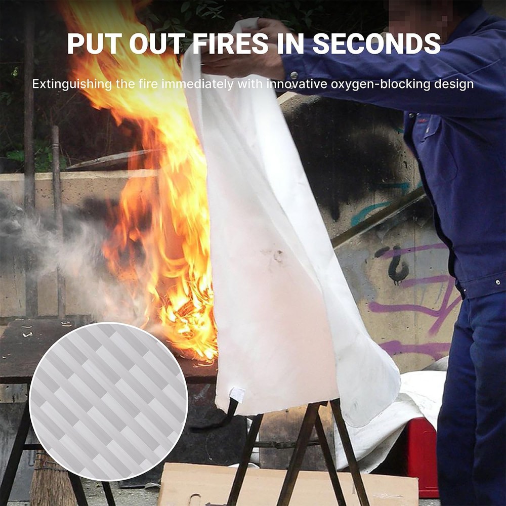Emergency Fire Blanket, 2 Pack Fire Extinguisher Blanket, Fire Suppression Fa...