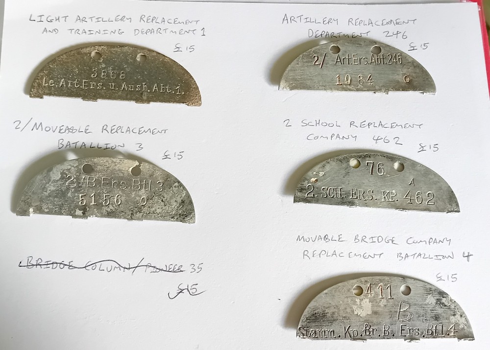 Original Ww2 German Half Dogtag Identification Discs KIA x5