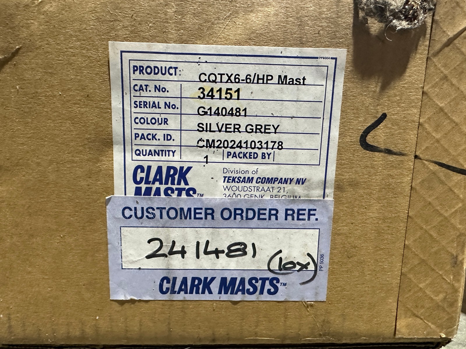 NEW Clark Masts CQTX6-6/HP QT Series Lightweight Telescopic Mast 3.5" Base Tube