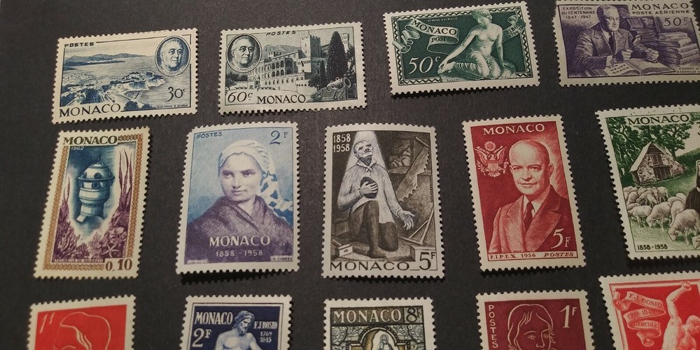 Monaco Postage - 19 Mint stamps - very nice condition - some previously hinged 