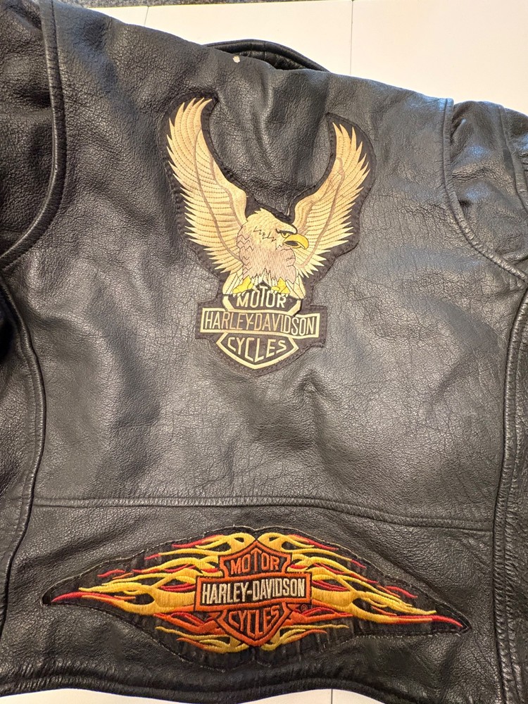 Harley Eagle Patch Leather Biker Jacket (aftermarket)