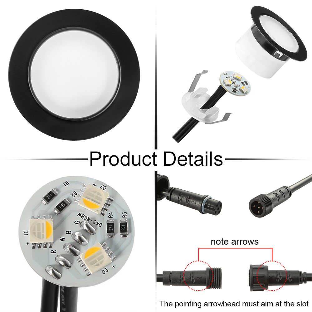 Wifi Bluetooth Black 45mm RGBWW LED Deck Patio Stair Step Soffit up/Down Lights