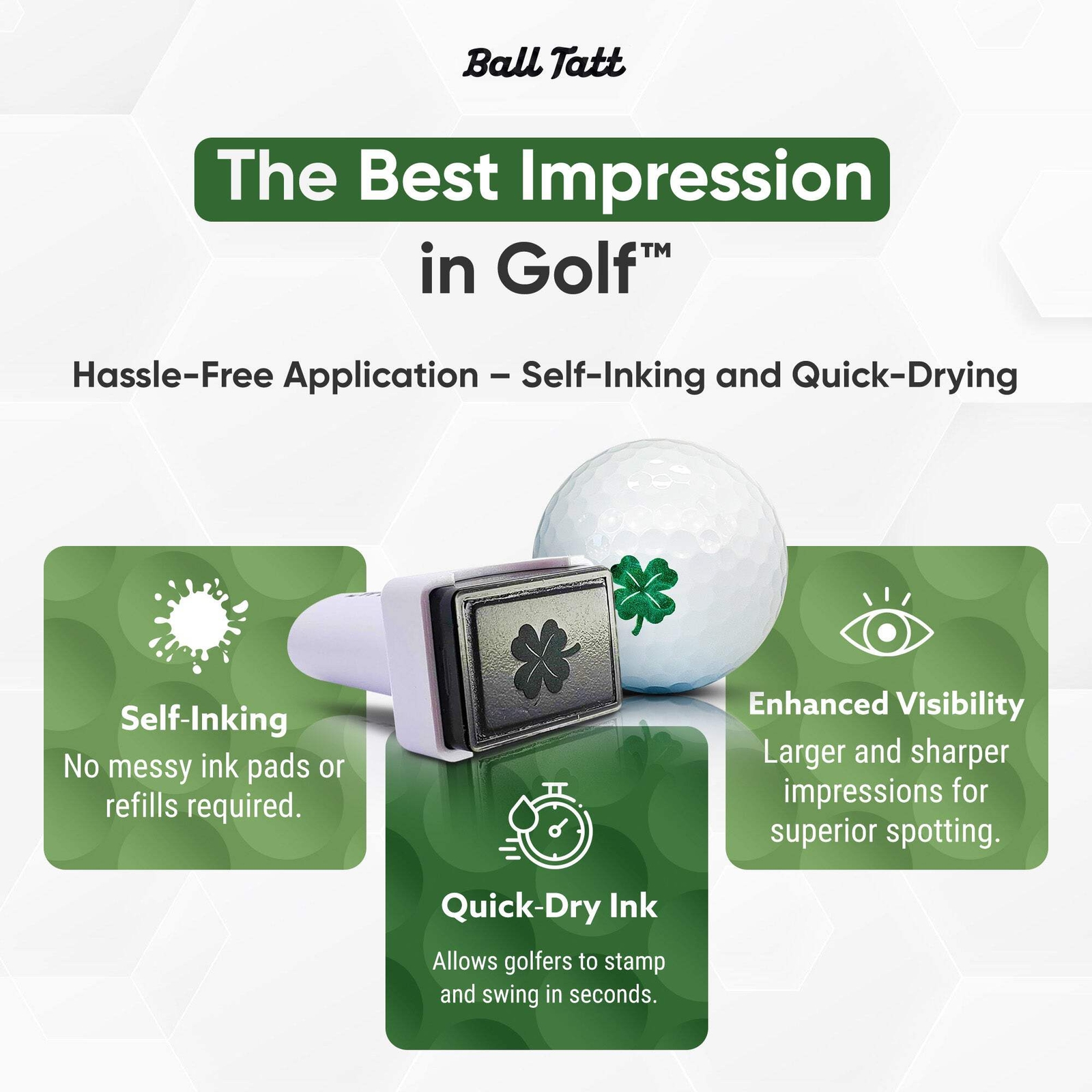 Ball Tatt - Indian Chief Golf Ball Stamp Marker Fast-Dry Self-Inking Ball Stamp