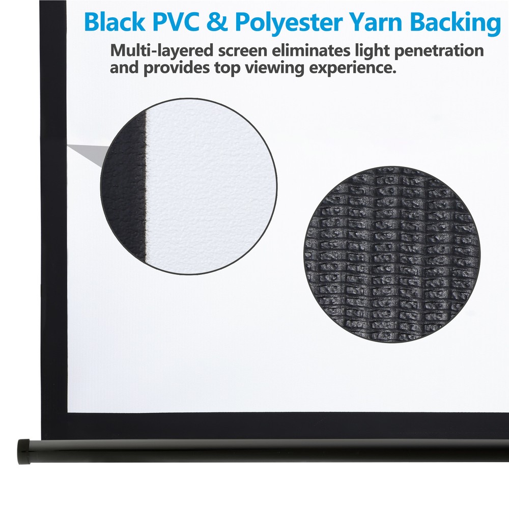 120" Projector Screen Manual Pull Down 1:1 Projection Screen Home Theater Black