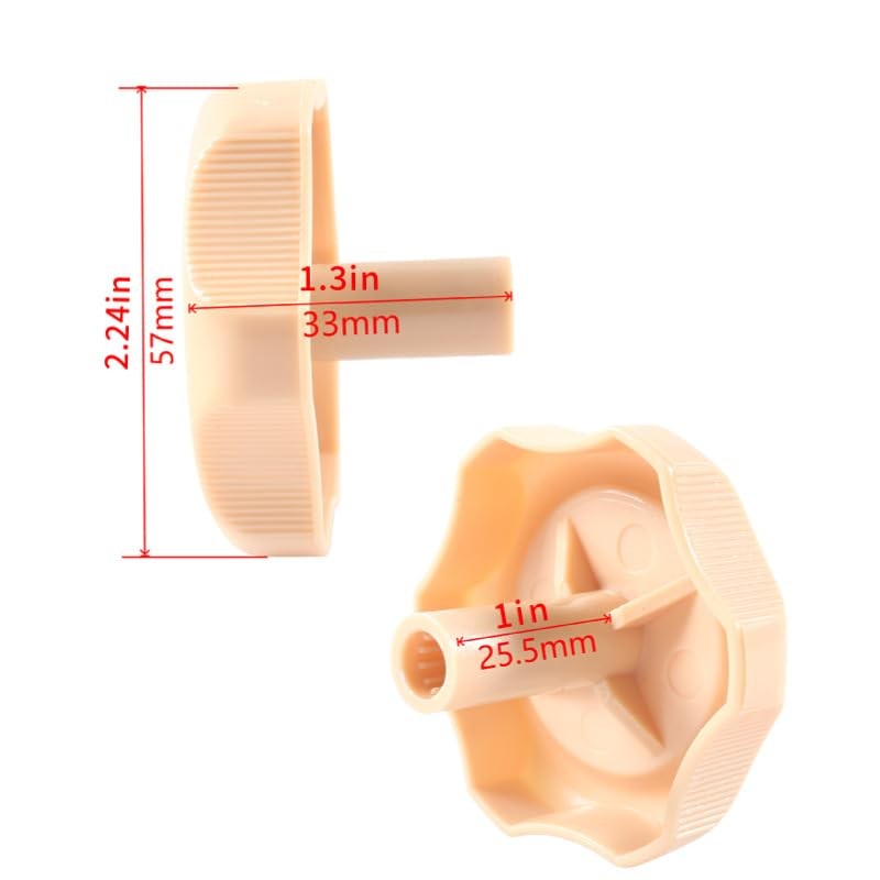 3 Pack White RV Window Vent Knobs - 2.24" Diameter with 1" Shaft - Heavy Beige