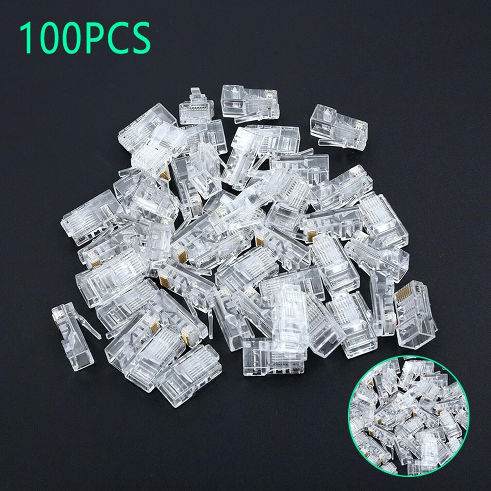 100 Pcs RJ45 Network Shielded Modular Plug CAT5e 8P8C Connector End Pass Through