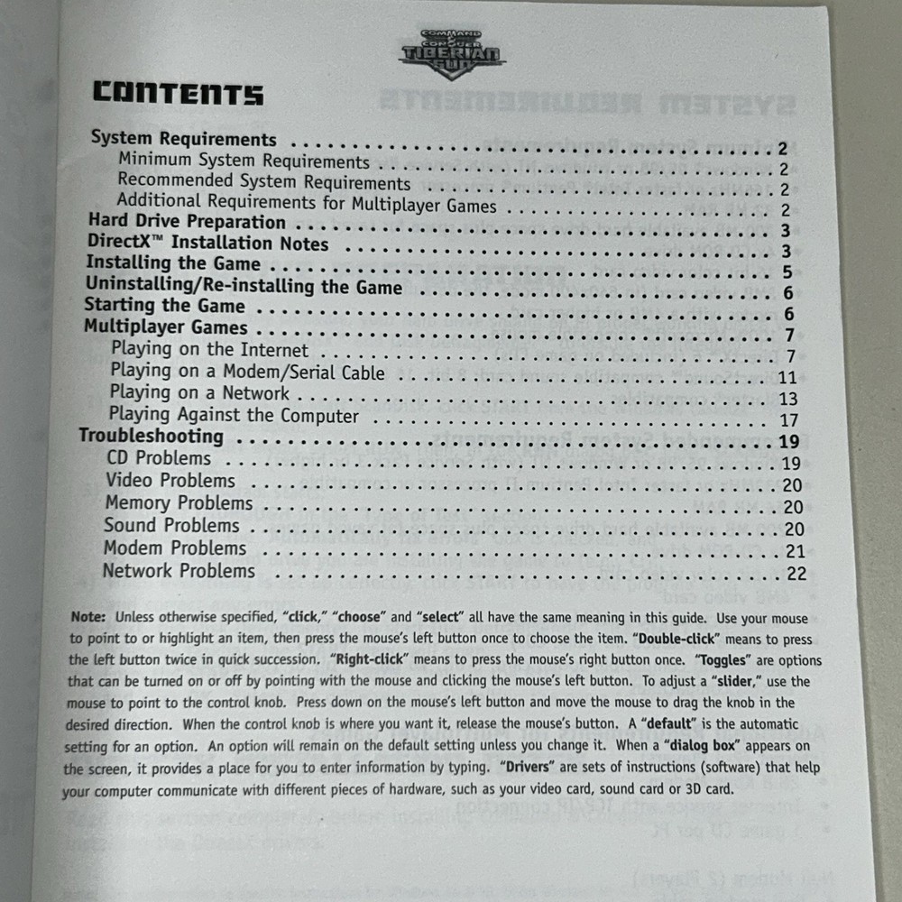 Command & Conquer: Tiberian Sun Video Game Reference Guide BOOKLET ONLY