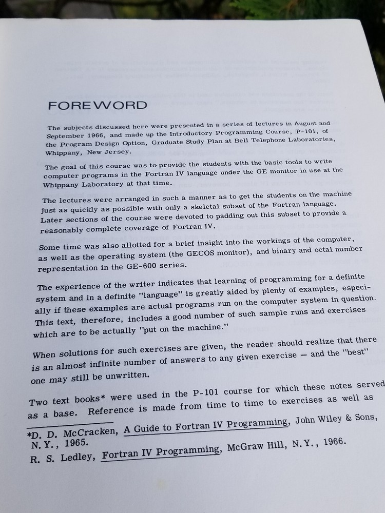 VINTAGE ELECTRONICS BOOK 1966 FORTRAN IV MULTI PROGRAM SYSTEMS GE-600 COMPUTER