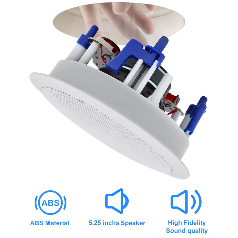 Herdio 5.25" Ceiling Wall Flush Mount Speakers Wall Mount Bluetooth Amplifier US
