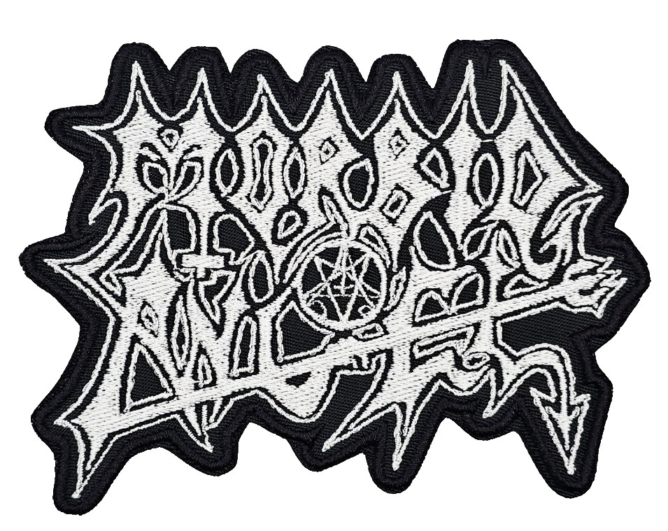 MORBID ANGEL WHITE LOGO (shaped border) EMBROIDERED PATCH