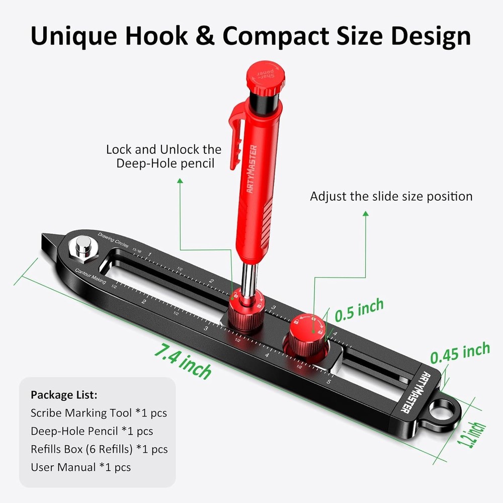 Multi-purpose marking tool, aluminium alloy circular marking tool
