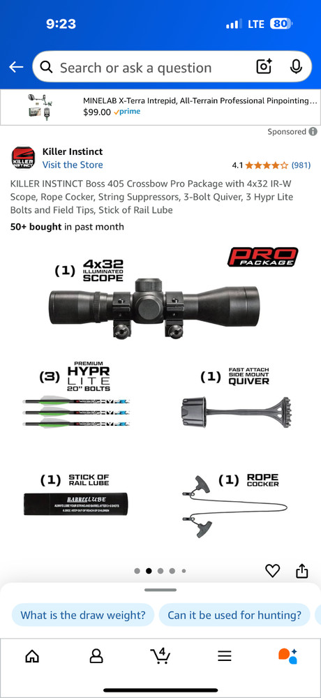 Killer Instinct Crossbow with 20 arrows