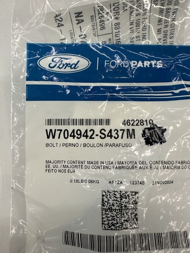Genuine Ford Starter Bolt W704942-S437M