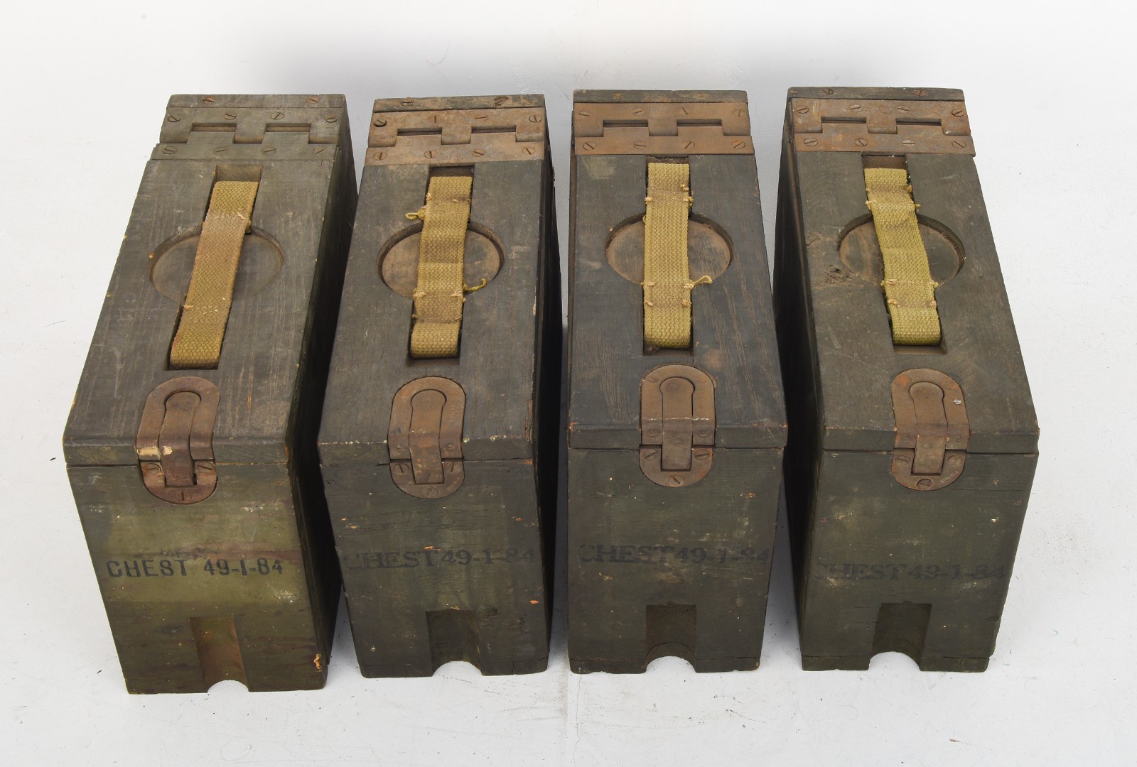 4x WWII US Browning .30-06 Cal 1903 Rifle Canvas Grip Wood Ammunition Ammo Boxes