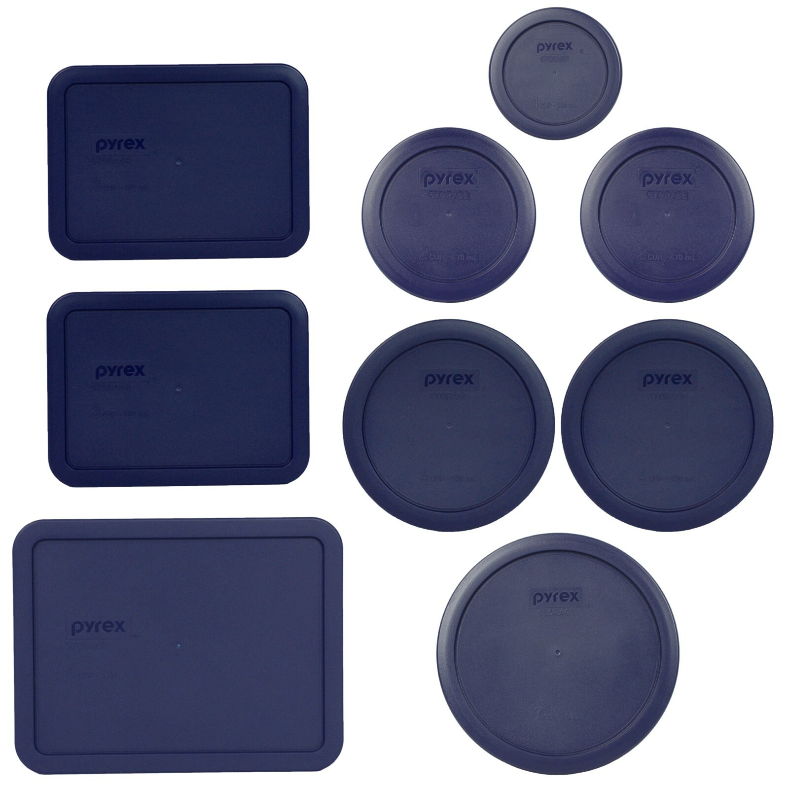 Pyrex 9 Piece Blue Lid Set for Pyrex 7202, 7200, 7201, 7402, 7210, and 7211