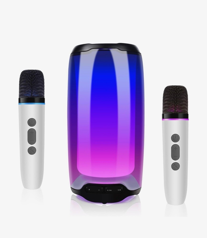 Bluetooth Speaker, Portable Karaoke Machine With 2 Wireless Microphones