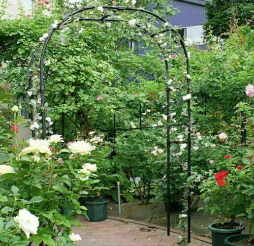 7.9FT Outdoor Yard Lawn Garden Metal Arch Arbour Plant Support Wedding Decor