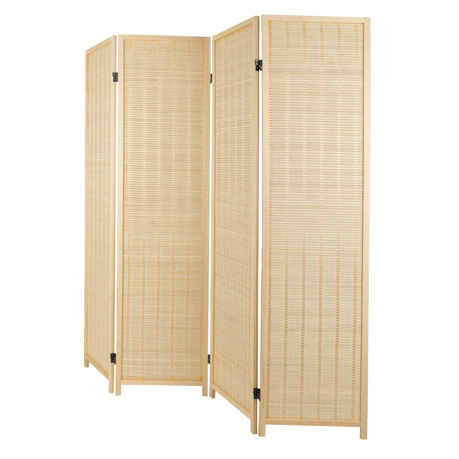 Room Divider Folding Privacy Screen 4 Panel Bamboo Partition Wall Separation